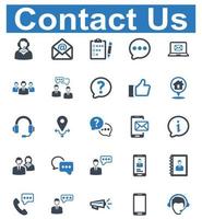 póngase en contacto con nosotros conjunto de iconos - ilustración vectorial. contáctenos, atención al cliente, servicio al cliente, satisfacción del cliente, cliente, comentarios, revisión, respuesta, faq, pregunta, consultor, iconos. vector