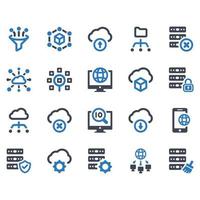 Big Data Icon Set - vector illustration . big data, data, cube, cloud, database, storage, server, upload, download, backup, global, massive, network, sharing, share, icons .