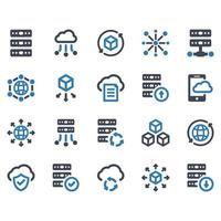 Big Data Icon Set - vector illustration . big data, data, cube, cloud, database, storage, server, upload, download, backup, global, massive, network, sharing, share, icons .