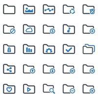 Folder Icon Set - vector illustration .  folder, folders, document, file, add, delete, remove, lock, security, upload, download, move, share, icons .