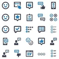 conjunto de iconos de revisión de comentarios - ilustración vectorial. retroalimentación, revisión, comentarios del cliente, revisión del cliente, cliente, calificación, satisfacción, iconos vector