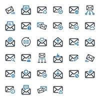 Email Icon Set - vector illustration . email, mail, e-mail, inbox, message, contact us, envelope, letter, contact, send, communication, icons .