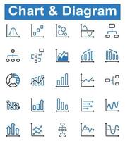 conjunto de iconos de diagrama de gráfico - ilustración vectorial. gráfico, diagrama, análisis, análisis, línea, diagrama de flujo, flujo de trabajo, jerarquía, ventas, informe, iconos. vector