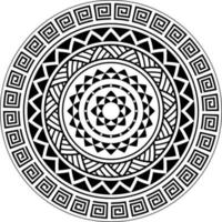 Tribal Mandala pattern, Abstract Circular Polynesian mandala, Polynesian Hawaiian tattoo style vector ornament design