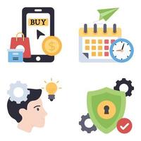 Business Management Flat Icons Set vector