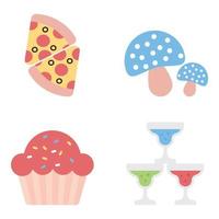 Food Drinks confectionery Flat Icons Set vector