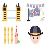 British Culture Flat icons Set vector