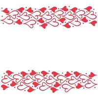 Horizontal border with red heart and space for text. Valentine day card on white background. Vector illustration