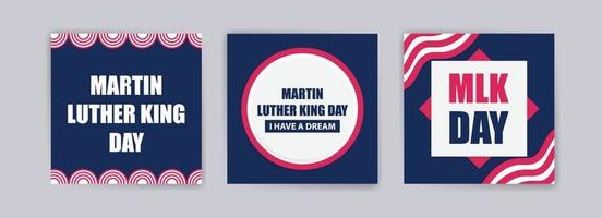 el día de martin luther king celebra tarjetas con la bandera nacional de los estados unidos. vectores para tarjetas, pancartas y carteles.