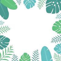 Tropical floral leaf frame vector