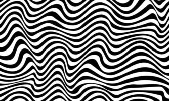 Abstract psychedelic black and white zebra stripes background. Optical illusion wavy lines vector