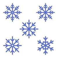 snowflake winter set of blue isolated icon silhouette on white background vector illustration.