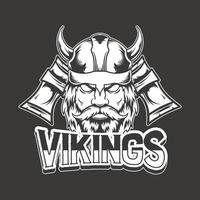 Viking head mascot illustration. monochrome design vector