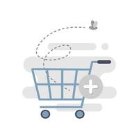 ningún artículo en el carrito de compras, haga clic para ir de compras ahora concepto ilustración diseño plano vector eps10. elemento gráfico moderno para la página de destino, ui de estado vacío, infografía, icono