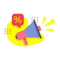 megaphone, discount, share promotion concept illustration flat design vector eps10. modern graphic element for landing page, empty state ui, infographic, icon, social media, etc