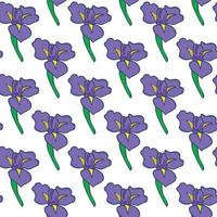 Iris Flower and branch Seamless Pattern Design vector