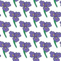 Iris Flower and branch Seamless Pattern Design vector