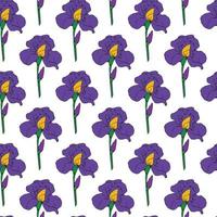 Violet Iris Flower Seamless Pattern Design vector