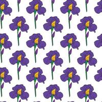 Violet Iris Flower Seamless Pattern Design vector