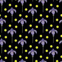 Iris Flower and dot Seamless Pattern Design vector