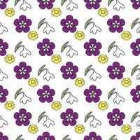 sunflower orchid and snowdrop mix Seamless Pattern Design vector