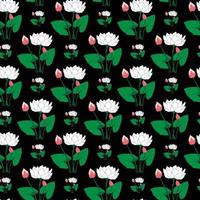 White lotus flower Seamless Pattern Design vector