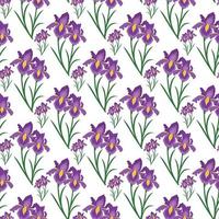 Iris flower with leaf Seamless Pattern Design vector