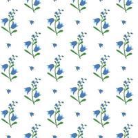 Bluebell flower and leaf Seamless Pattern Design vector