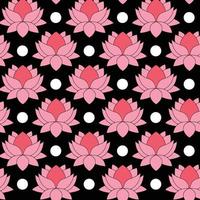 Red lotus flower and dot Seamless Pattern Design vector
