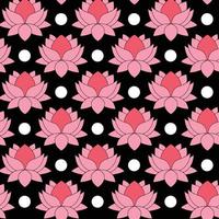 Red lotus flower and dot Seamless Pattern Design vector