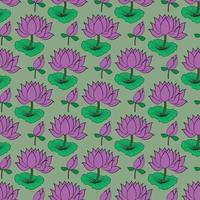 Waterlily flower Seamless Pattern Design vector