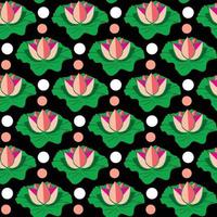 lotus flower and leaf with dot Seamless Pattern Design vector