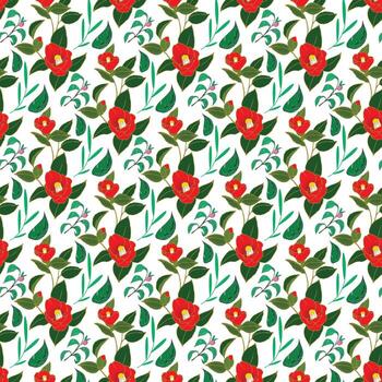 camelia con rama de diseño de patrones sin fisuras vector