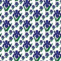 flor de iris con diseño de patrones sin fisuras de hojas vector