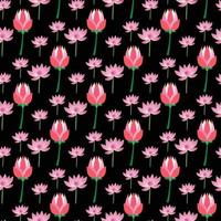 lotus flower  Seamless Pattern Design with black background vector