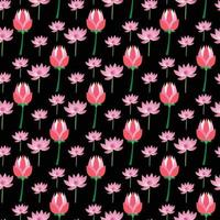 lotus flower  Seamless Pattern Design with black background vector