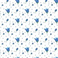 Bluebell flower and polka Seamless Pattern Design vector