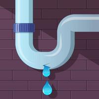 Illustration of a leaking pipe dripping water. vector images.