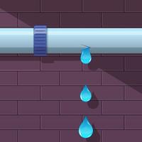 Illustration of a leaking pipe dripping water. vector images.