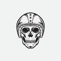 Skull helmet biker vector