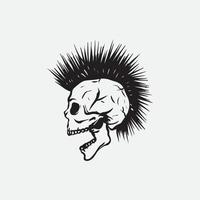 Ilustración de dibujo de cráneo punk. vector