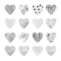 vector blanco y negro con forma de corazones. dibujado a mano ilustración de moda. elementos de diseño para el día de san valentín. Úselo para diseñar tarjetas de felicitación, pancartas, publicaciones en redes sociales, invitaciones, diseño gráfico