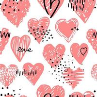 Vector seamless pattern with hearts shape in a modern style. Doodles. Happy Valentines day illustration. For wallpaper, pattern fills, web page, textures, textile, wrapping paper