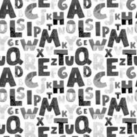 Vector seamless pattern with textured letters on white background. Alphabet. Can be used for wallpaper, pattern fills, web page, surface textures, textile print, wrapping paper, design presentation