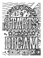 Motivational Quotes coloring page design. inspirational Quotes coloring page design. coloring page design. vector