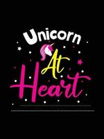 unicorn at heart. Unicorn t-shirt design. vector