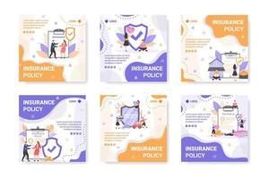 Insurance Policy Post Template Flat Design Illustration Editable of Square Background for Social media, Feed, Greeting Card and Web vector