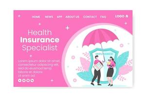 Health Care Landing Page Template Flat Design Illustration Editable of Square Background for Social media, Greeting Card and Web vector