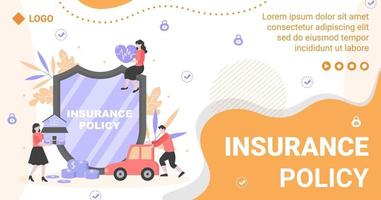 Insurance Policy Post Template Flat Design Illustration Editable of Square Background for Social media, Feed, Greeting Card and Web vector