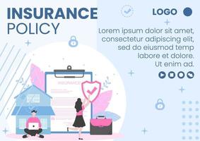 Insurance Policy Brochure Template Flat Design Illustration Editable of Square Background to Social media, Greeting Card or Web vector